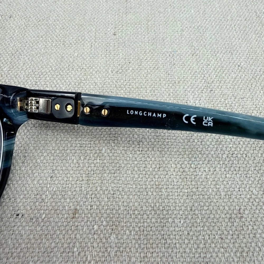Longchamp‎ Womens LO2698 426 Blue Marble Cat Eye Eyeglasses Frames 53-16-140